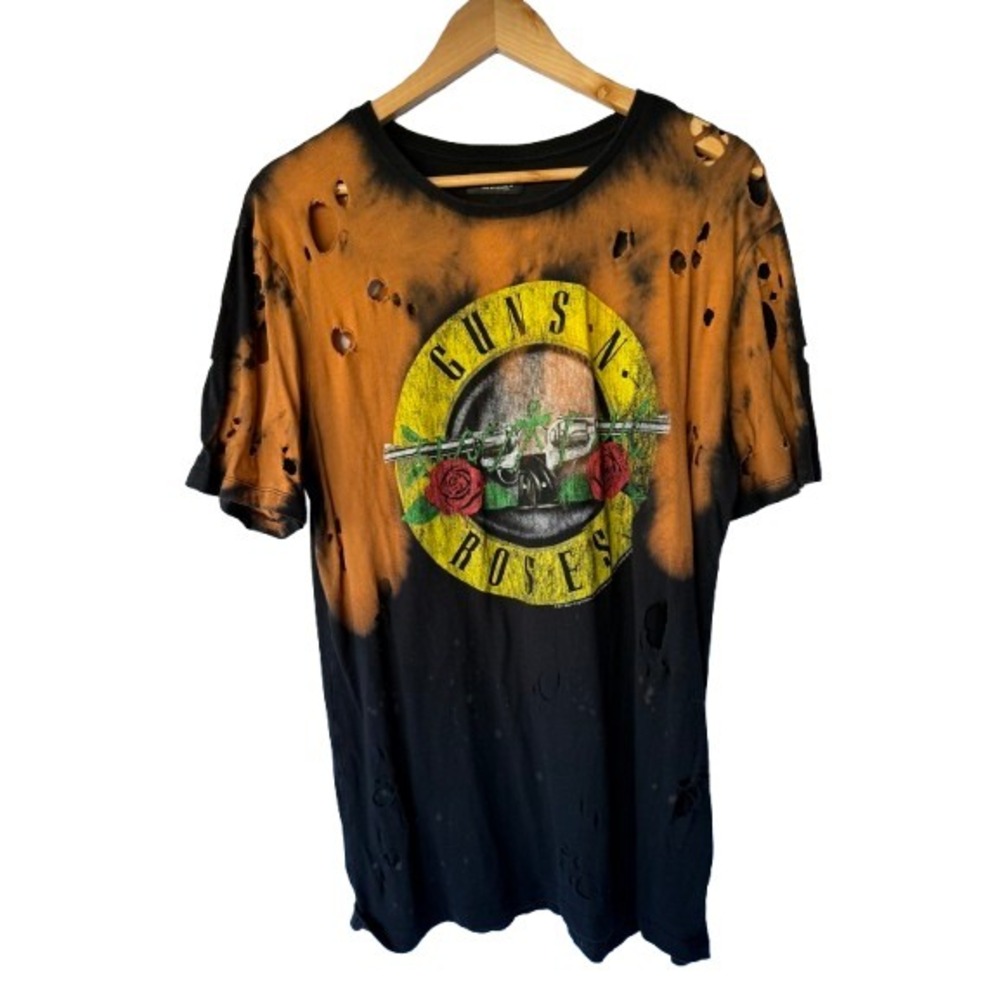 Zara Guns N' Roses Band T-Shirt Mens M Edgy Grunge Distressed Bleached Punk Rock